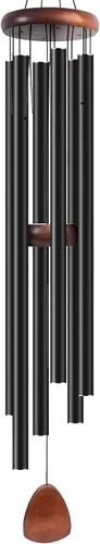 Miniatura 11 de Bursvik Campanilla de viento de 28 pulgadas, campanillas de viento decorativas en metal para exteriores, conmemorativas, regalo de recuerdo, Negro