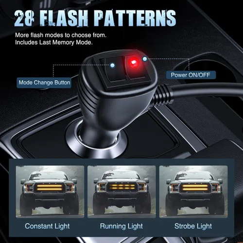 Miniatura 2 de Nilight 2 piezas de 24 pulgadas de tira de luces estroboscópicas para parrilla de camiones, 384 LED, luz de emergencia ámbar, flexible, intermitente