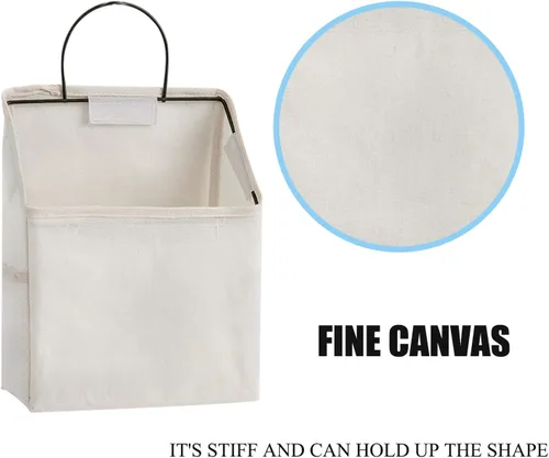 Miniatura 5 de Bolsas de almacenamiento para colgar en la pared, cesta organizadora de escritorio, cesta de almacenamiento colgante de lino y algodón para cocina