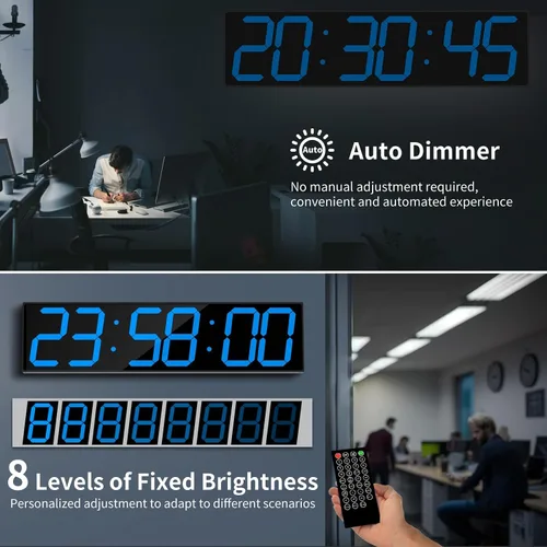 Miniatura 4 de CHKOSDA Reloj de pared digital grande de 28.4 pulgadas, reloj digital automático con alarma, clendar y termperature, sincronización automática