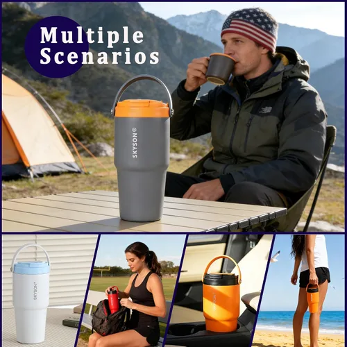 Miniatura 6 de Taza de café portátil para viajes, mini máquina de café expreso, taza térmica de 20 onzas con tapa, filtro eléctrico de extracción rápida, vaso