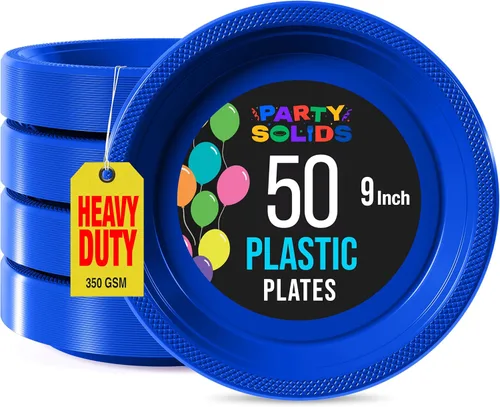 Miniatura 11 de Exquisite Party Solids - Platos de plástico naranja para suministros de fiesta, platos desechables de 10 pulgadas, 50 piezas, juego de vajilla
