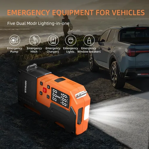 Miniatura 3 de Iniciador de emergencia con compresor de aire 4000A Paquete de batería portátil 10000mAh Banco de energía Luz LED SOS de emergencia 22 cilindros