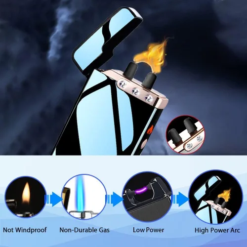 Miniatura 8 de GADATOP Encendedor de Plasma de Arco de Llama, Encendedores Eléctricos, Encendedores Eléctricos Recargables USB a Prueba de Viento e Impermeables