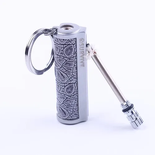 Miniatura 8 de SURVIVE Kit de llavero de metal permanente, paquete de 2 unidades, reutilizable de supervivencia, llavero impermeable de emergencia Plateado