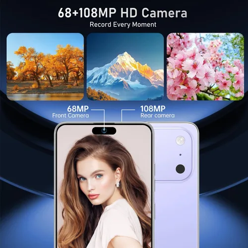 Miniatura 3 de Teléfono celular desbloqueado PMAX de 12 GB+512 GB, pantalla HD de 6.99 pulgadas, teléfonos Android 15 5G, batería 7000 mAh desbloqueado el Púrpura