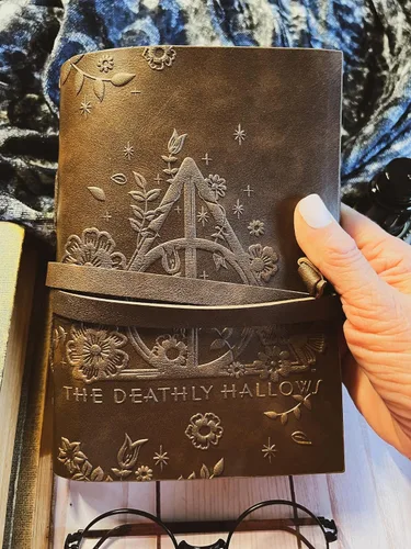 Miniatura 3 de CON*QUEST Conquest Journals Harry Potter Las Reliquias de la Muerte Cuaderno envuelto en cuero, 5"x7", cuero vegano, cubierta en relieve, 240