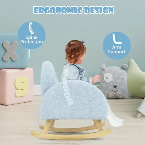 Miniatura 7 de Sofá Infantil INFANS, Silla Balancín para Niños Pequeños con Estructura de Madera Sólida, Diseño Antivuelco, Tela de Felpa, Sillón para Niños