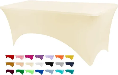 Miniatura 19 de BDDC - Fundas de mesa para mesas de 6 pies, manteles elásticos lavables y resistentes a las arrugas de color azul real de 6 pies para eventos
