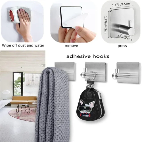 Miniatura 5 de szhdxsy - Juego de 6 accesorios de baño, toallero de acero inoxidable SUS 304 montado en la pared, incluye toallero de 16 pulgadas, soporte