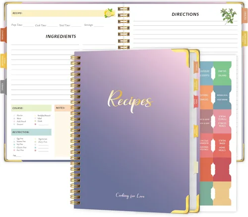 Miniatura 9 de Libro de recetas para escribir en tus propias recetas, libro de recetas en blanco, cuaderno de recetas de tapa dura, diario de recetas con capacidad