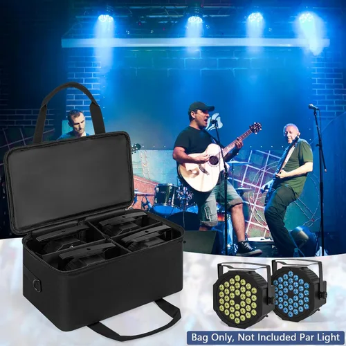 Miniatura 8 de IBVIVIC Bolsa para Focos de 4 Par 5/16' Pañalera Acolchada para Iluminación de Escenario con Separadores, Asa, Correas, Negra