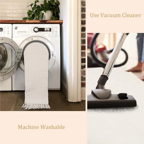Miniatura 5 de Lahome Alfombras Boho para Entradas, Alfombra de Cocina de 3 x 5 Pies, Alfombras Ligeras para Dormitorio Lavables, Alfombra de Baño con Borlas