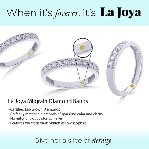 Miniatura 3 de La Joya 110 - 12 CT TW Certified Lab Created Vintage Inspired Diamond Rings - Sparkling 10k Solid Gold Wedding Bands for Women, Stackable Band