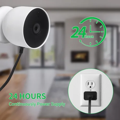 Miniatura 4 de Adaptador de corriente compatible con Google Nest Cam para exteriores o interiores, batería – 6.5 pies/6.6 ft resistente a la intemperie cable