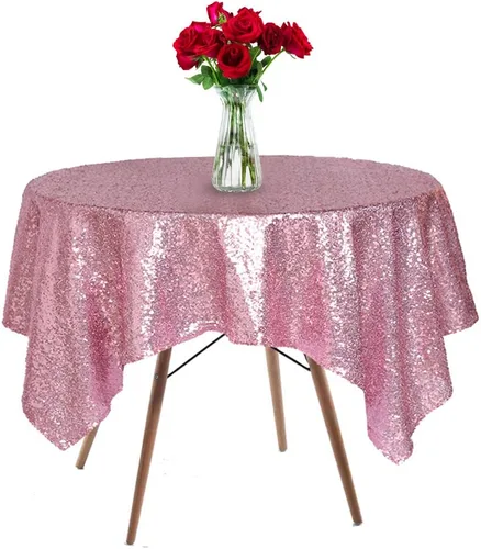 Miniatura 20 de Mantel de lentejuelas de 50 x 50 pulgadas, mantel negro brillante con purpurina brillante y secuencia metálica, para decoración de fiesta