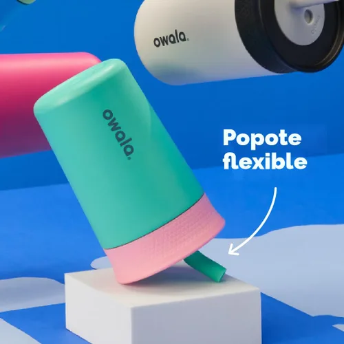 Miniatura 4 de Owala Vaso de acero inoxidable con aislamiento para niños con popote flexible resistente a derrames, fácil de limpiar y botella de agua de acero