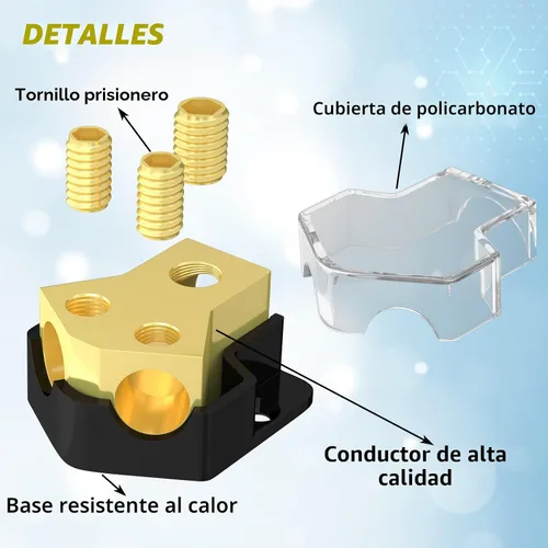 Miniatura 2 de Joinfworld Bloque de Distribución de Energía de 12V Audio para Automóvil Bloque de Distribución de Tierra de 2 Vías Calibre 0/2/4 Entrada Calibre