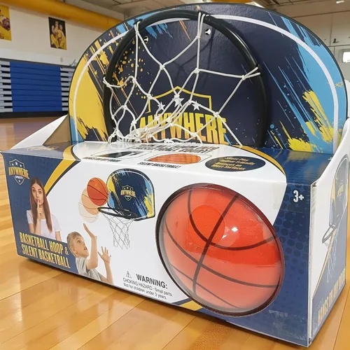 Miniatura 7 de Anywhere Sports Juego de baloncesto silencioso y aro – Sobre la puerta, juego silencioso para niños, fácil montaje con clip, incluye baloncesto