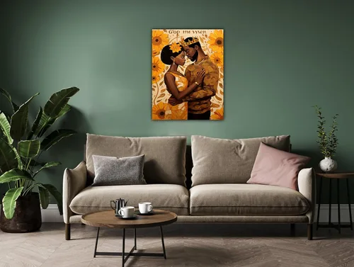 Miniatura 180 de Arte de pared afroamericano, decoración de rey y reina bailarín negro para sala de estar, arte de pareja de amor negro para dormitorio, lienzo