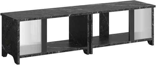 Miniatura 8 de Pinmoco Soporte de TV LED para televisores de hasta 65 pulgadas, extensible uno al lado del otro o apilable, con almacenamiento, consola de TV Negro