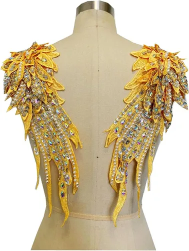 Miniatura 23 de Hecho a mano con diamantes de imitación para coser de 18 colores, apliques de encaje de perlas para coser a mano, parches para accesorios de ropa
