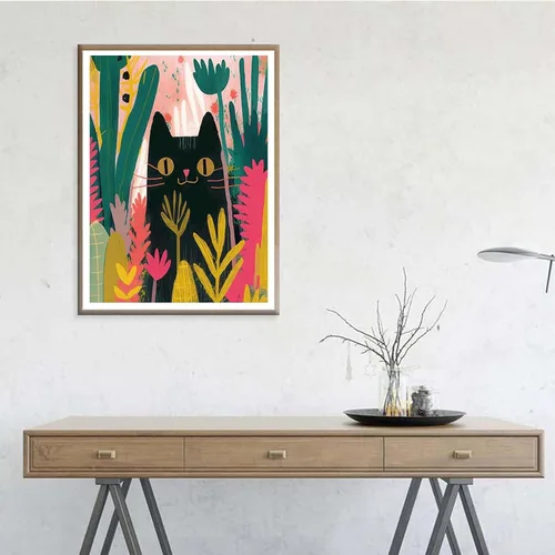 Miniatura 4 de Ginfonr Kits de arte de diamantes 5D para adultos, pintura de diamante de hierba de gato negro para adultos, animales de arte de diamantes