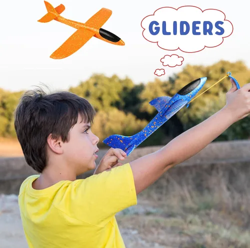 Miniatura 7 de VCOSTORE Paquete de 2 aviones de espuma de catapulta para niños, aviones planeadores de espuma de 13.3 pulgadas, aviones de espuma de poliestireno