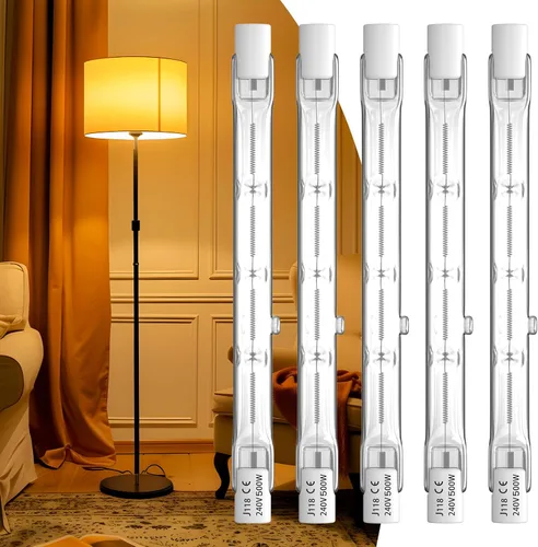 Lustaled Bombillas halógenas de 500 W, R7s, bombilla LED de 4.646 in, 4.7 pulgadas, bombillas halógenas T3, 2800 K, blanco cálido, tipo J, doble