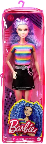 Miniatura 6 de Barbie Fashionistas - Muñeca #146 con 2 trenzas trenzadas y prótesis de pierna con vestido estampado de estrellas, zapatos blancos y pulsera