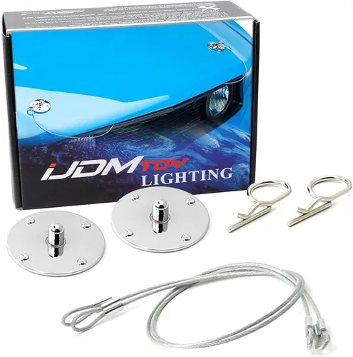 iJDMTOY Kit estético clásico de 2.5 pulgadas con acabado plateado pulido/cromo, bloqueo de liberación rápida, pasador de pestillo con cables de