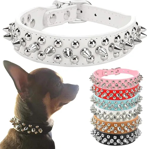Miniatura 9 de PETCARE Collar de Perro con Pinchos Negro de Cuero PU Suave con Hongos Divertidos Remaches y Tachuelas Collar de Cachorro Ajustable para Exteriores