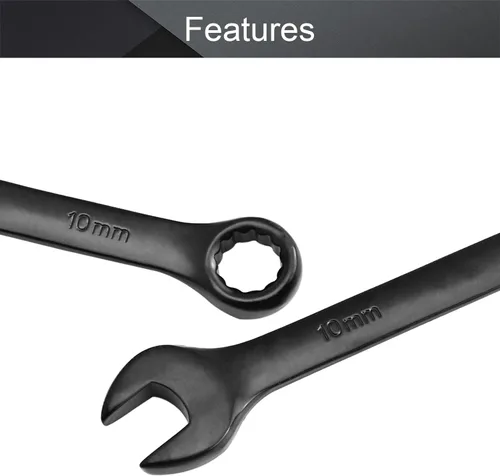 Miniatura 3 de Utoolmart Llave combinada de apertura de 0.394 in, material Cr-V con recubrimiento negro de electroforesis, longitud de 5.315 in para reparación uso