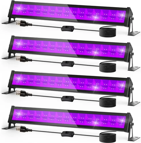 Miniatura 10 de T-SUN Luces negras recargables, luces negras alimentadas por batería para fiesta brillante, pesca, luz negra inalámbrica, luz ultravioleta