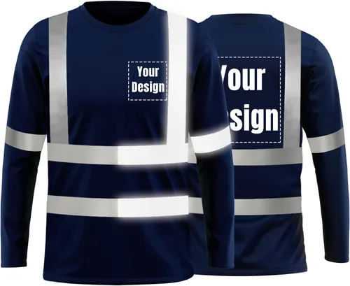Miniatura 32 de La alta visibilidad reflexiva de las camisetas de la seguridad del logotipo de encargo Hola Vis de Verde neón