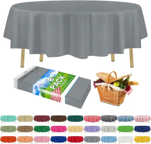 Miniatura 42 de Zimpleware - Mantel redondo de plástico para fiestas de 213 cm (84 pulgadas) de diámetro (paquete de 1, 6 y 12 unidades)