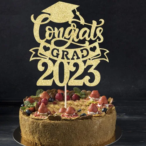 Miniatura 5 de Palasasa Congrats Grad - Decoración para tartas, letrero decorativo de graduación 2023, decoración de fiesta de graduación para escuela secundaria