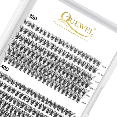 Miniatura 45 de QUEWEL Kit de extensión de pestañas DIY, racimos de pestañas 3D con 280 piezas, racimos de pestañas mixtas de 10-16 mm (30+40+50D), pinzas