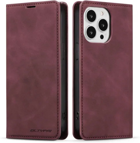 Miniatura 37 de QLTYPRI Funda para iPhone Air, Funda de piel sintética premium TPU parachoques con tarjetero Kickstand adsorción magnética oculta a prueba de golpes