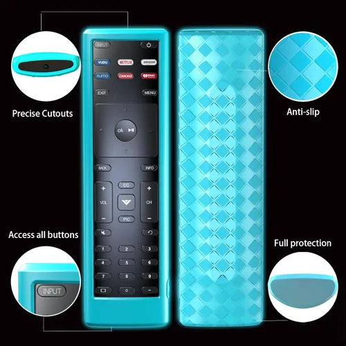 Miniatura 5 de Paquete de 4 fundas para VIZIO XRT136 / XRT140 Smart TV con control remoto de silicona con cordón que brilla en la oscuridad, morado, azul, verde