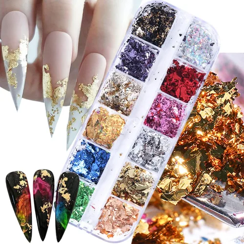 Miniatura 17 de Lentejas de purpurina camaleón para uñas, lentejuelas de arte de uñas holográficas 3D con gradiente láser, polvo de purpurina brillante en gel UV
