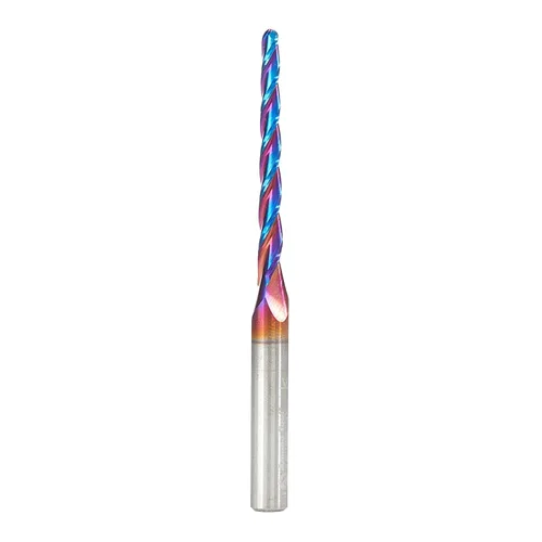 Miniatura 11 de Amana Tool 46286-K Brocas de enrutador CNC en espiral de corte de carburo para plástico, madera 2D/3D tallado 3.6 grados punta de bola de ángulo