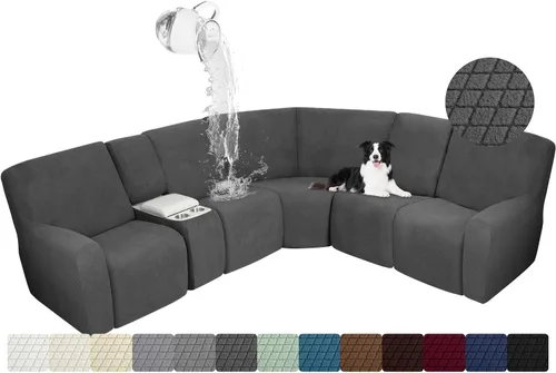 Miniatura 8 de ALIECOM Funda para Consola Central de Sillón Reclinable, Funda Elástica para Sofá Seccional Reclinable en Forma de L, Funda de Esquinas para Sofá