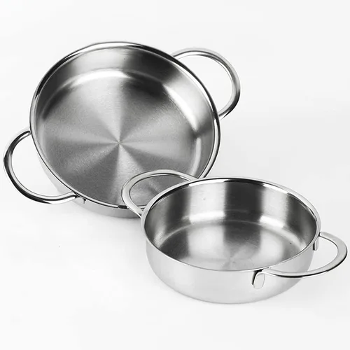 MAGEFESA Prisma - Mini sartenes profundas, 5.5 y 6.3 pulgadas, hechas de acero inoxidable 18/10, para todo tipo de estufas, incluyendo inducción,