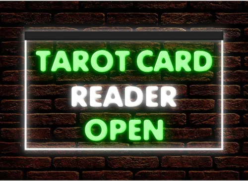 Miniatura 13 de 180087 Lector de cartas de tarot psíquico abierto tienda decoración ventana pantalla LED luz neón letrero (12 x 8 pulgadas, verde)
