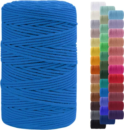 Miniatura 80 de Cuerda de macramé de 0.079 in para 219 yardas, cuerda de algodón natural para manualidades, hilo de cuerda de macramé de colores para colgar
