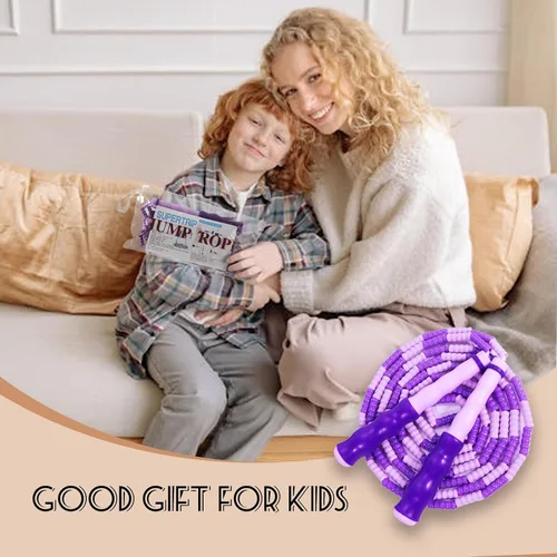 Miniatura 4 de Supertrip Cuerda de saltar para niños, cuerda de saltar con cuentas suaves, ajustable, sin enredos, segmentada para niños y estudiantes