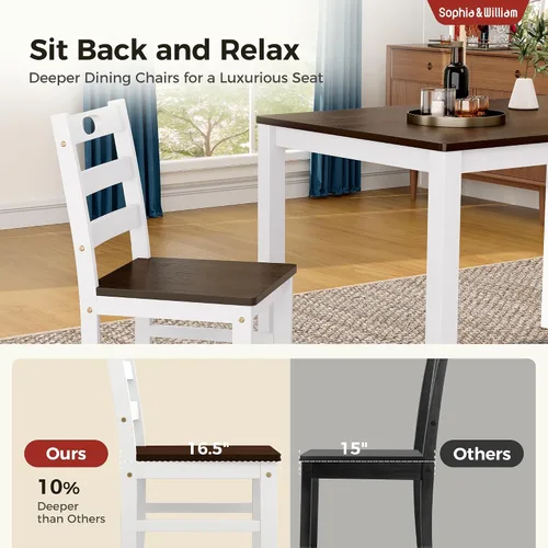 Miniatura 6 de Sophia & William Juego de mesa de comedor de 5 piezas para 4, juego de mesa y sillas de cocina de madera, mesa de comedor rectangular de 45 pulgadas