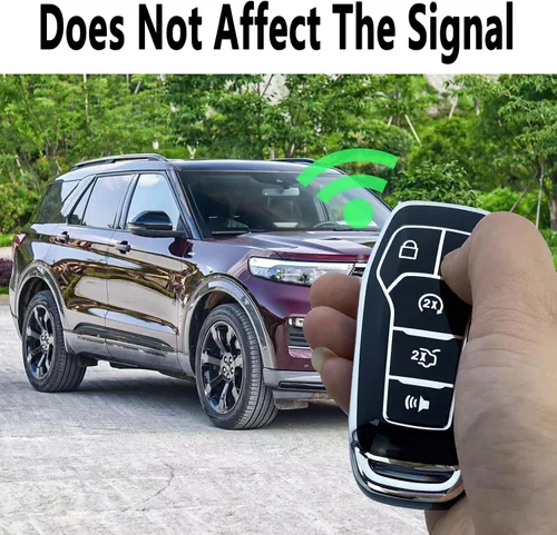 Miniatura 6 de Funda para Llavero Compatible con Ford F150 F250 F350 Fusion Edge Explorer Mustang Lincoln MKZ MKC Accesorios, Material TPU Suave Protección Negro