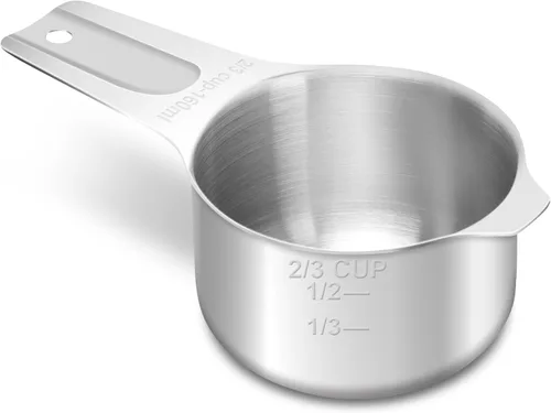 Miniatura 8 de 1 taza (8.1 fl oz 8 oz 240 cc) taza medidora de acero inoxidable, taza medidora de metal para cocinar y hornear (dorado)